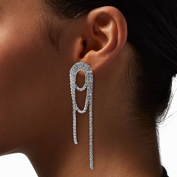 Claire's Sparkling Faux Crystal Knotted Loop Earrings - Picture 2 of 6